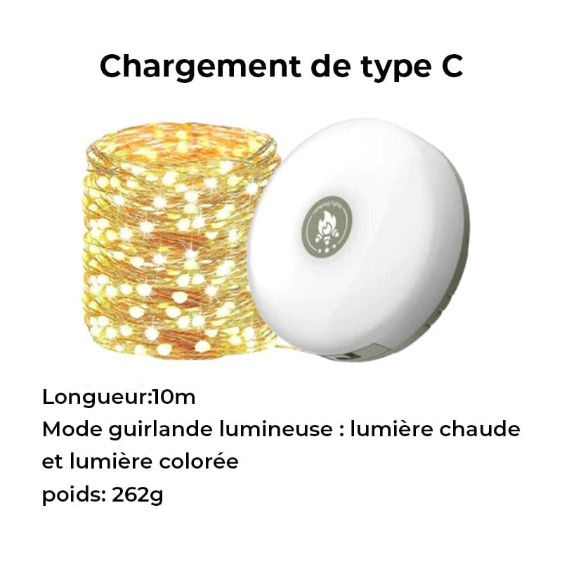 Guirlande lumineuse escamotable portative imperméable extérieure