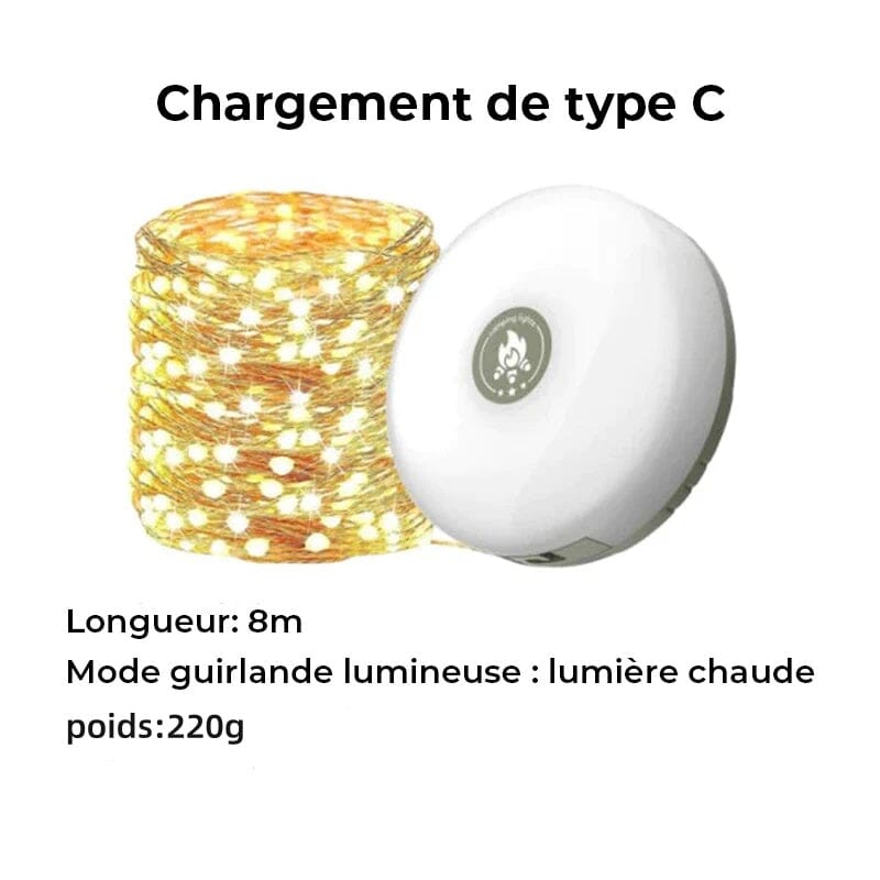 Guirlande lumineuse escamotable portative imperméable extérieure