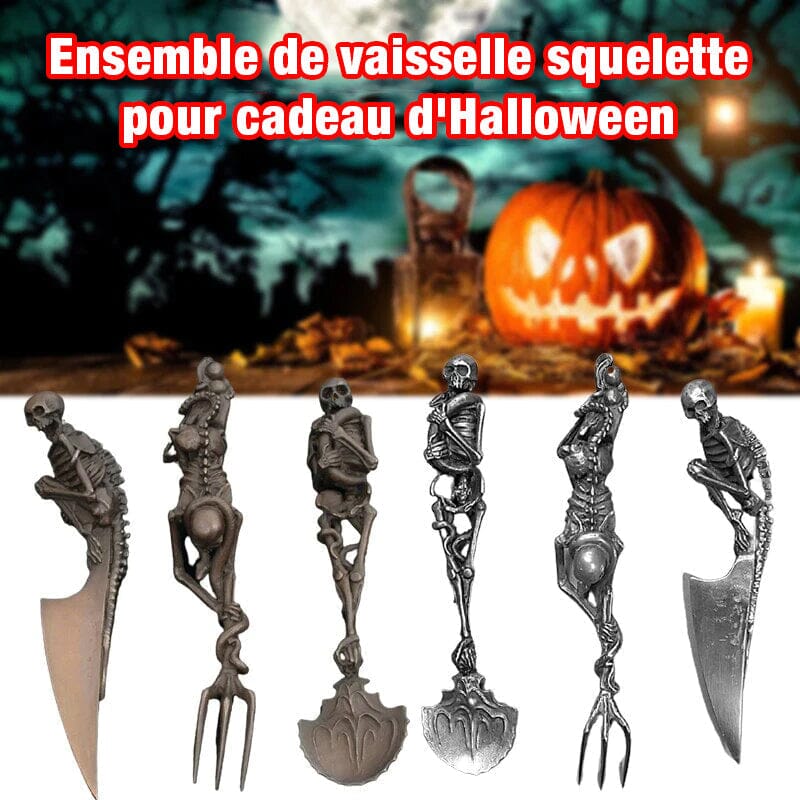 Ensemble de couverts squelettiques pour cadeau d'Halloween (3 pièces)