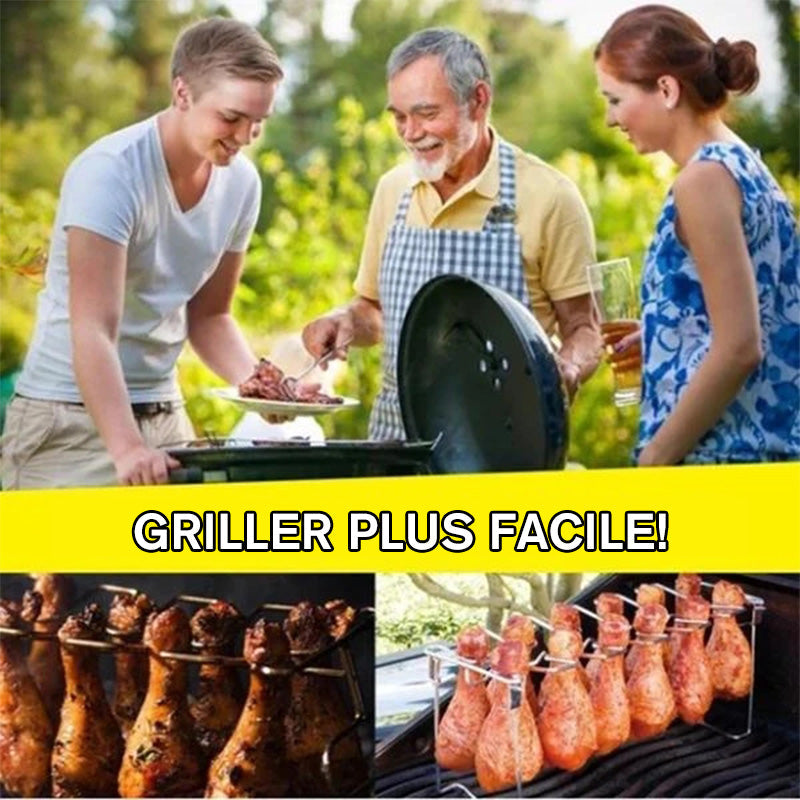 Grill en Acier Inoxydable Pliable pour Cuisses de Poulet