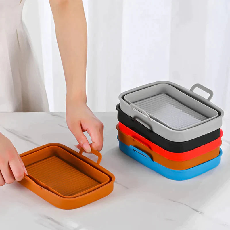 Plateau de cuisson en silicone pour friteuse à air pliable