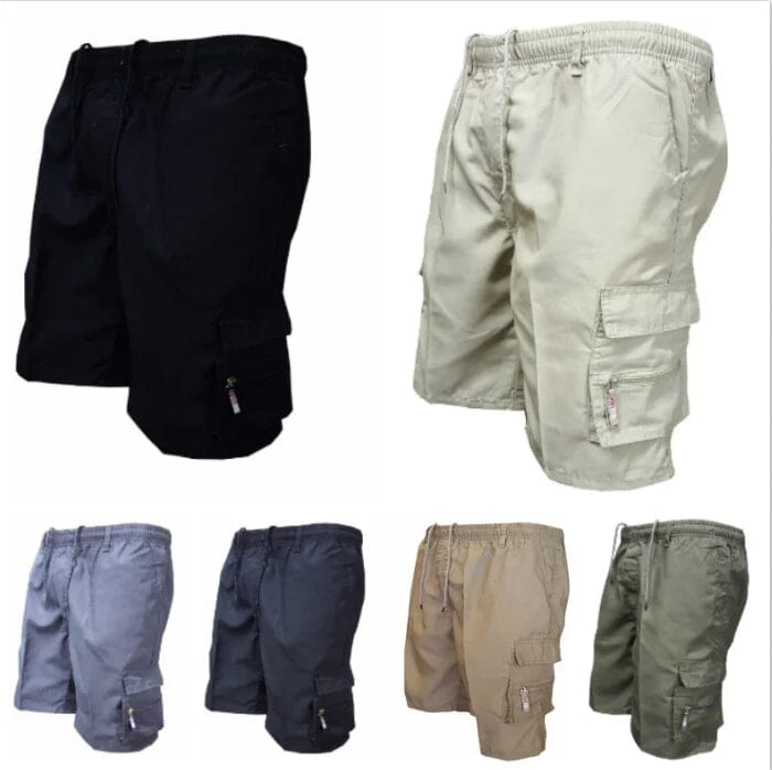 Short cargo décontracté à taille élastiquée pour hommes