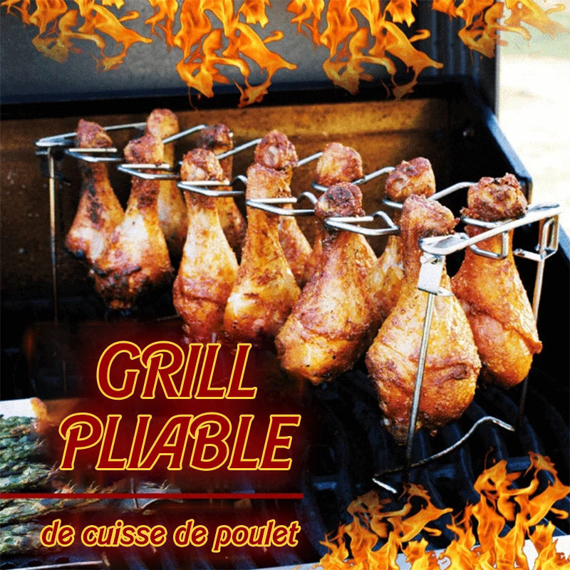 Grill en Acier Inoxydable Pliable pour Cuisses de Poulet