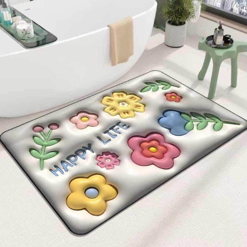 Tapis en diatomées souples à fleurs 3D