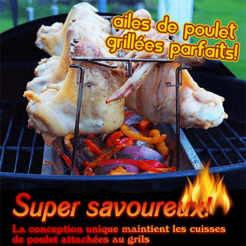 Grill en Acier Inoxydable Pliable pour Cuisses de Poulet