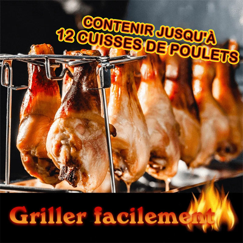 Grill en Acier Inoxydable Pliable pour Cuisses de Poulet