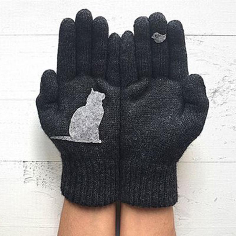 Gants en Coton Imprimés Motif Chat