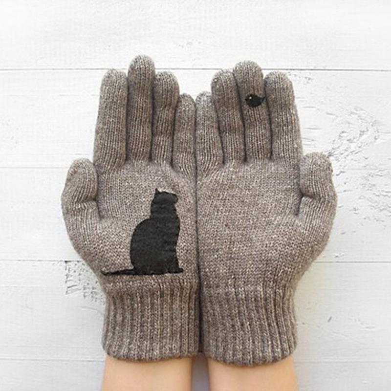 Gants en Coton Imprimés Motif Chat