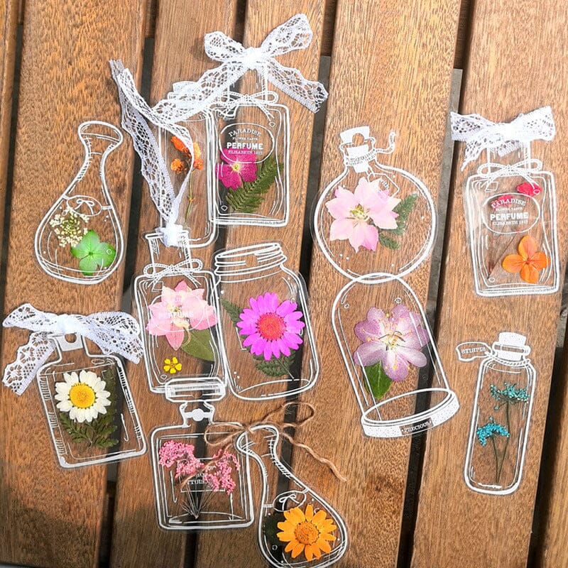 🌸Signets de Fleurs Séchées Transparentes（avec ruban de 10 m gratuit）🦋