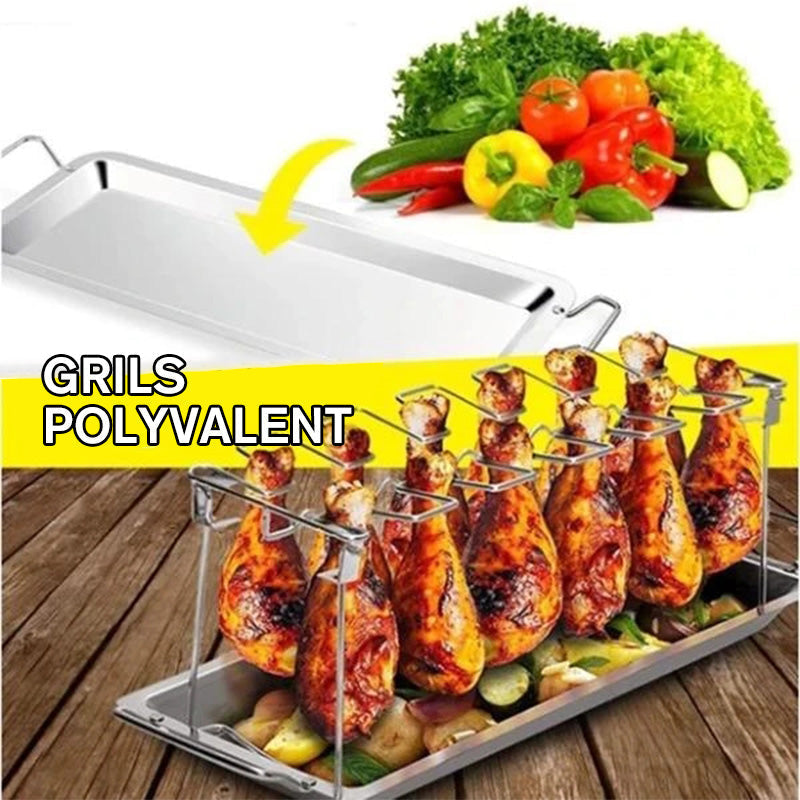 Grill en Acier Inoxydable Pliable pour Cuisses de Poulet