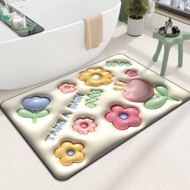 Tapis en diatomées souples à fleurs 3D