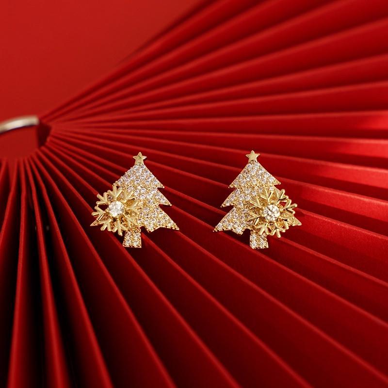 Boucles d'oreilles sapin de Noël rotatives