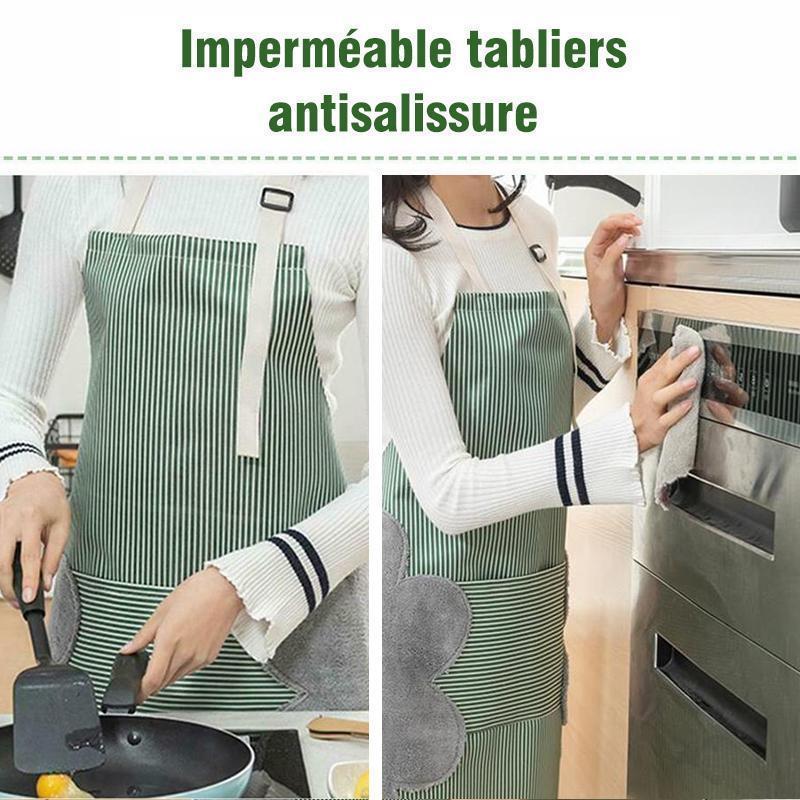 Tablier de Cuisine Ajustable Imperméable et Résistant à L'huile