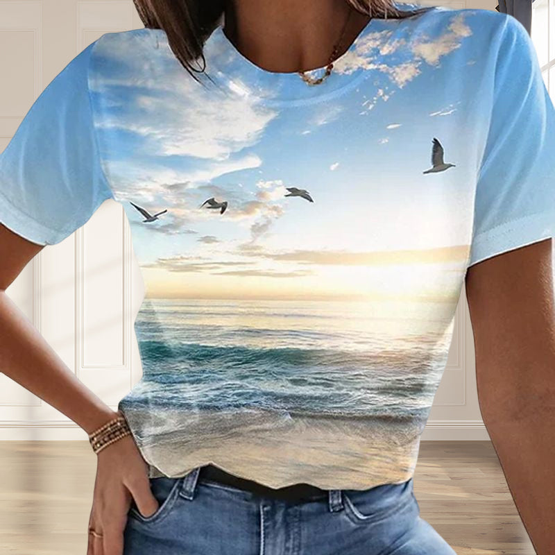 T-shirt décontracté de peinture imprimé en 3D pour femmes