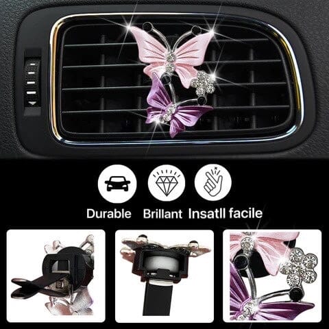 Accessoires de voiture papillon Bling, désodorisant de voiture mignon