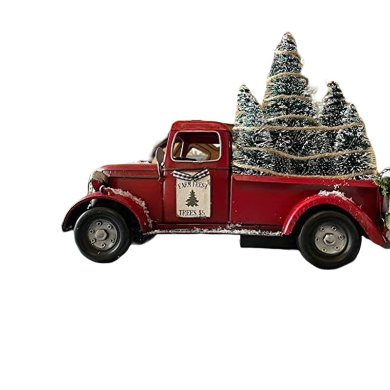 Pièce maîtresse de Noël de camion de ferme rouge