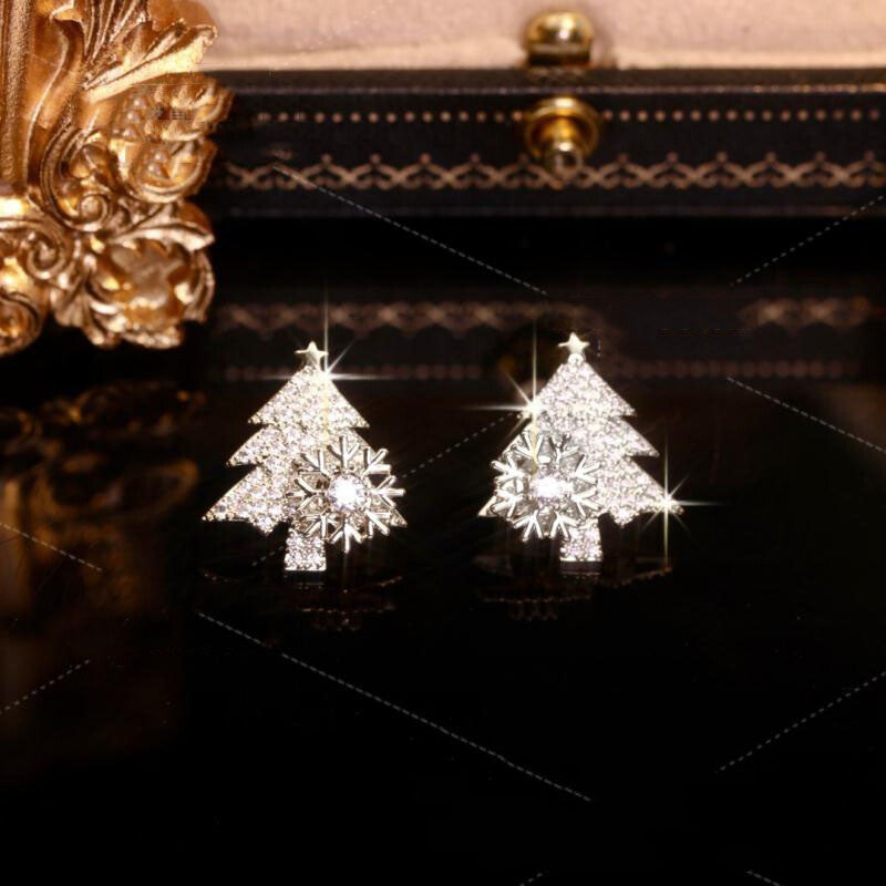 Boucles d'oreilles sapin de Noël rotatives