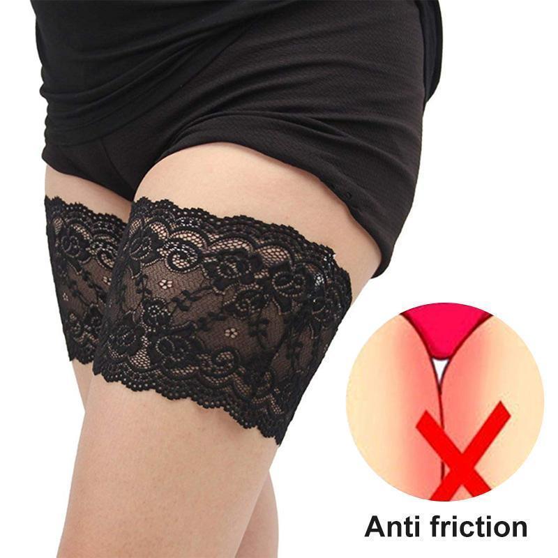 Bas Elastiques Jambières Chaussettes en Dentelle de Silicone Sangles Anti-Friction