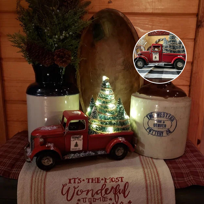 Pièce maîtresse de Noël de camion de ferme rouge