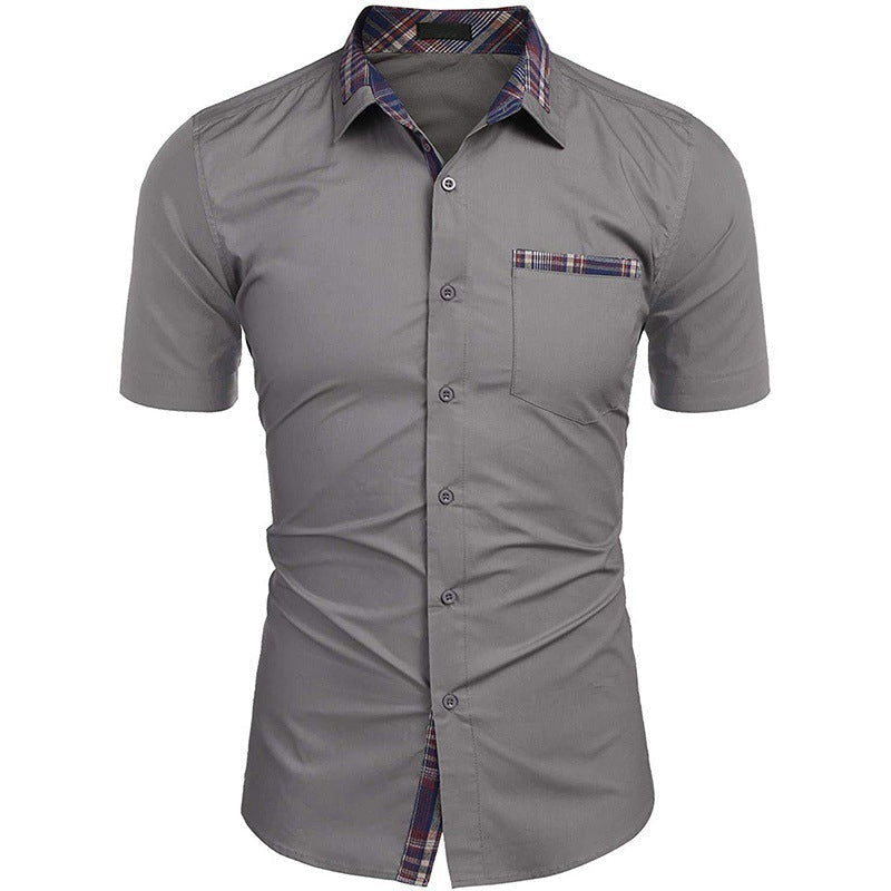 Chemise d'été décontractée à col à carreaux pour homme