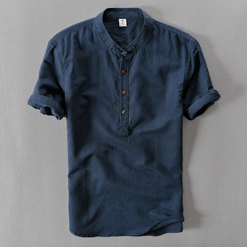 Chemise été homme en lin chinoiserie à boutons