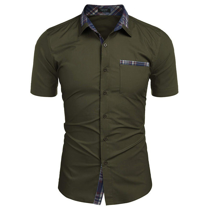 Chemise d'été décontractée à col à carreaux pour homme