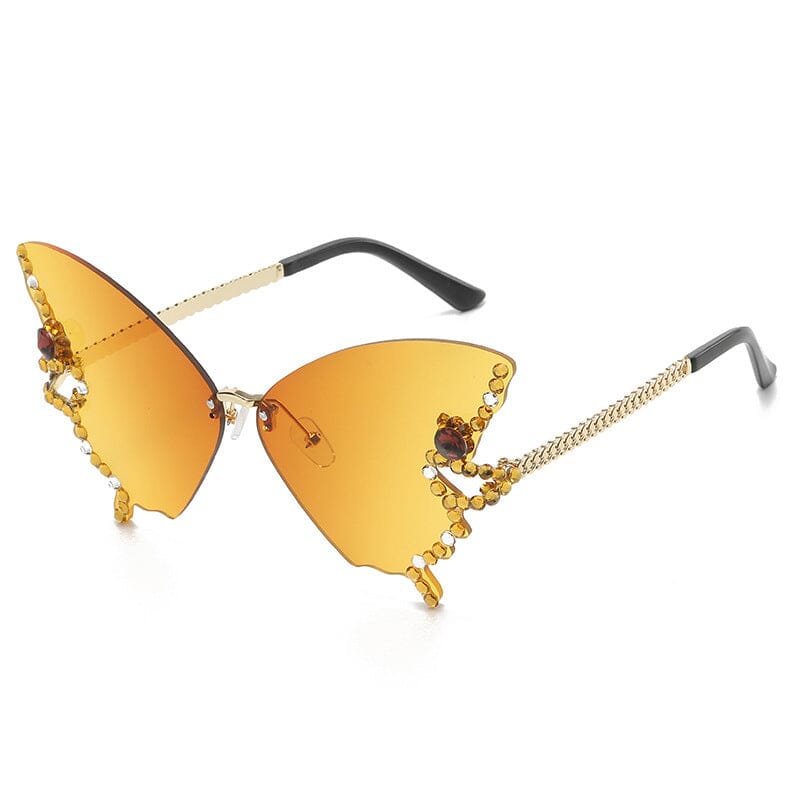 Lunettes de Soleil en Forme de Papillon en Diamant